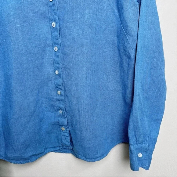 Cut Loose Womens Size Xsmall Linen Button Blue  Shirt - Picture 7 of 15